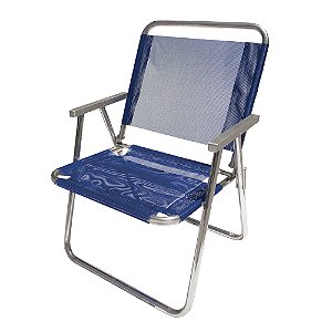 Cadeira de Praia BTF Varanda Extra Larga 130 Kg. Azul Royal em Alumínio