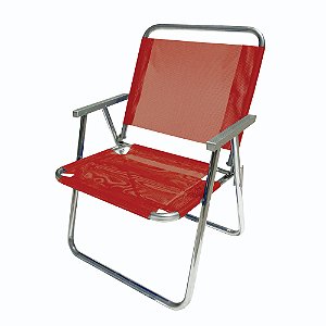 Cadeira de Praia BTF Varanda Extra Larga 130 Kg. Vermelha em Alumínio