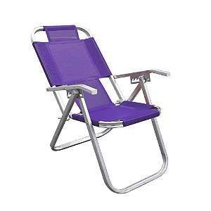 Cadeira de Praia BTF Reclinável Grand Ipanema Extra Alta Roxa em Alumínio