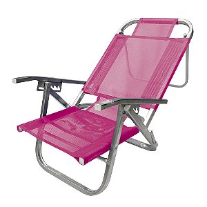 Cadeira de Praia BTF Reclinável Copacabana Rosa em Alumínio