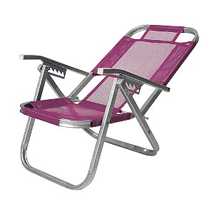 Cadeira de Praia BTF Reclinável Alta Ipanema Rosa em Alumínio