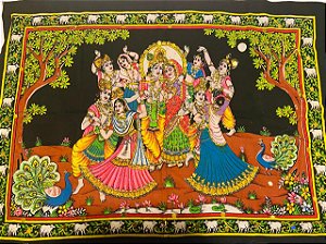 PAINEL DE TECIDO INDIANO RADHA E KRISHNA