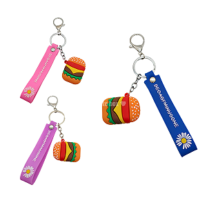 Chaveiro Geek Emborrachado Pingente Hambúrguer