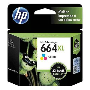 Cartucho de tinta HP 664XL colorido (F6V30AB)