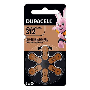 Pilha para aparelhos auditivos 1.4V Duracell 312 PR41 (Blister com 6)