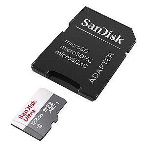 Cartão Micro SD 128 Gb com adaptador SanDisk Ultra (SDSQUNR-128G-GN3MA)