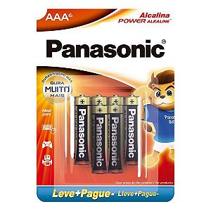 Pilha alcalina AAA Panasonic LR03XAB (Blister com 6)