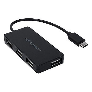 Hub USB 2.0 4 portas com conector USB Tipo C C3Tech HU-C200BK