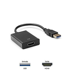 Cabo adaptador USB 2.0 x HDMI-F Plus Cable ADP-USBHDMI10BK