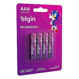 Pilha AAA recarregável Elgin NI-MH 1000 mAh (Blister com 4)