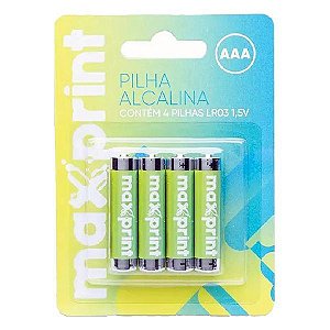 Pilha AAA alcalina 1.5V Maxprint 75636-2 (Blister com 4)