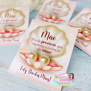 Card + Brinco Pérola Dia das Mães Personalizado