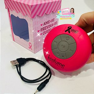 Caixinha de Som Bluetooh estampada com Caixa Personalizada Outubro Rosa