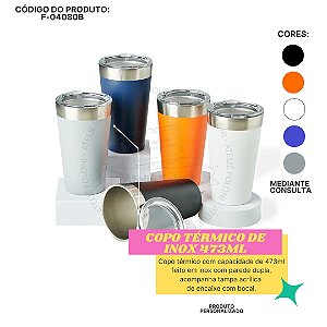 Copo Térmico de Inox 473ml Personalizado