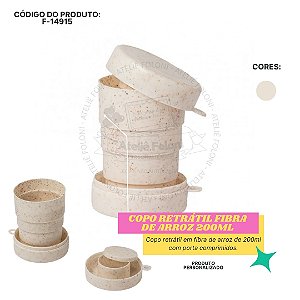 Copo Retrátil Fibra de Arroz 200ml  Personalizado