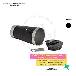 Copo Térmico 500ml com Abridor Personalizado