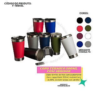 Copo Térmico 500ml com Abridor  Personalizado