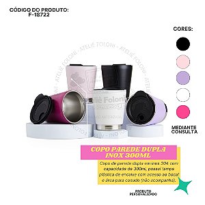 Copo Parede Dupla Inox 300ml Personalizado