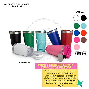 Copo Térmico 400ml com Caixa de Som Personalizado