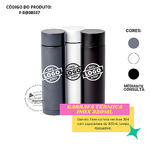 Garrafa Térmica Inox 320ml Personalizada