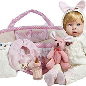 Boneca Bebê Tipo Reborn Bebê Realista+ Kit C Acessórios 14