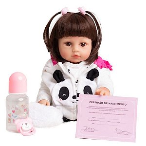 Roupa Para Boneca Bebê Reborn Com Casaco Panda 