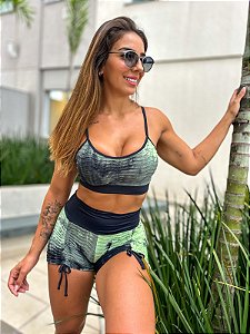 CJSH39010 -Conj Shorts e Top Brocado Poliamida