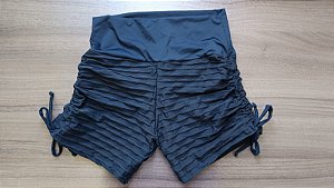 SH42001 - Short Avulso Poliamida Brocado Preto com ajuste na lateral