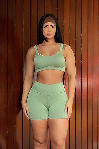 SH45001 - SHORT AVULSO Verde - Poliamida Canelado