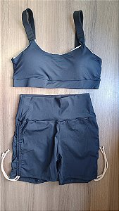 CJSH47021A -Conj Shorts e top  Poliamida preto