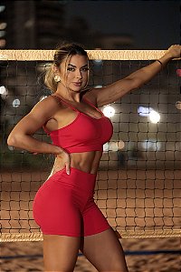 CJSH51005 - Conj. Short e Top Poliamida - Vermelho