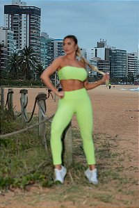 CJ51003 - Conj. Calça e Top Faixa Poliamida Brocado - Amarelo