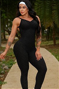 MC53006- Macacão Brocado Preto