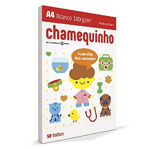 PAPEL CHAMEQUINHO 180GR BRANCO A4 C/ 50 FOLHAS