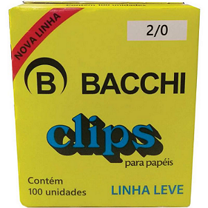 CLIPES 2/0 GALVANIZADO P/ PAPEIS CX C/ 100UN BACCHI