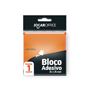 BLOCO DE ANOTACOES ADES. 76X76MM C/ 100 FLS LARANJA JOCAR