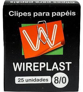 CLIPES 8/0 GALVANIZADO P/ PAPEIS CX C/ 25UN WIREPLAST
