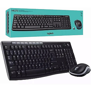 KIT MOUSE E TECLADO LOGITECH MK 270 SEM FIO PTO