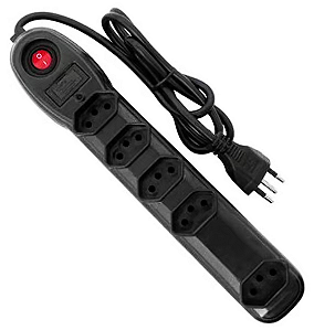 FILTRO DE LINHA 5 TOMADAS BIVOLT PRETO MEGATRON