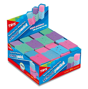 BORRACHA C/CAPA PROT SCHOOL CORES PASTEL TRIS