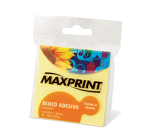 BLOCO ADESIVO 76MM X 76MM AMARELO C/ 100FLS MAXPRINT