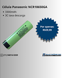 Célula Panasonic NCR18650GA 3300 MAh 10A