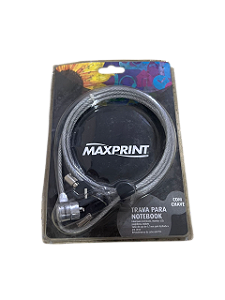 Trava para Notebook Maxprint com Chave Cabo Aço 3,7mm PVC 1,80m - 2 Chaves