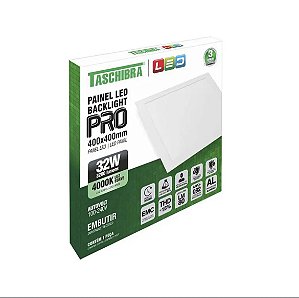 Painel LED Backlight Pro Embutir 4000K 40x40 Taschibra