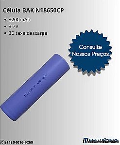 Célula Bak 18650 3200mah 3C