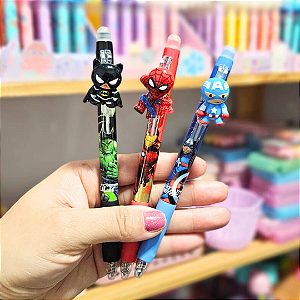 Caneta click apagável Heróis