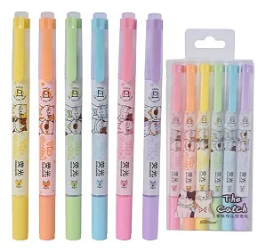 Kit marca texto 6 cores ponta dupla The Cat