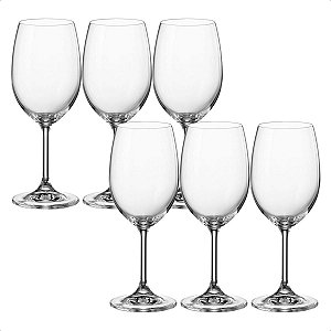 Jogo de 6 Peças Taça Vinho Bohemia Bruna Cristal Luxo 350ml