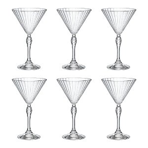 Jogo de Taças Martini de Cristal Para Festas Casa 240ml 6Pçs