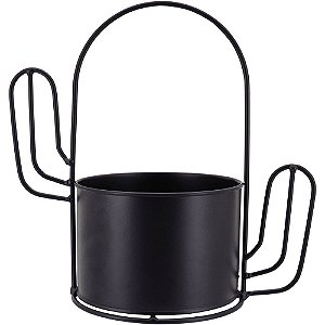 Cachepô Metal Para Plantas Decorativo Preto Cacto 23x24x13cm